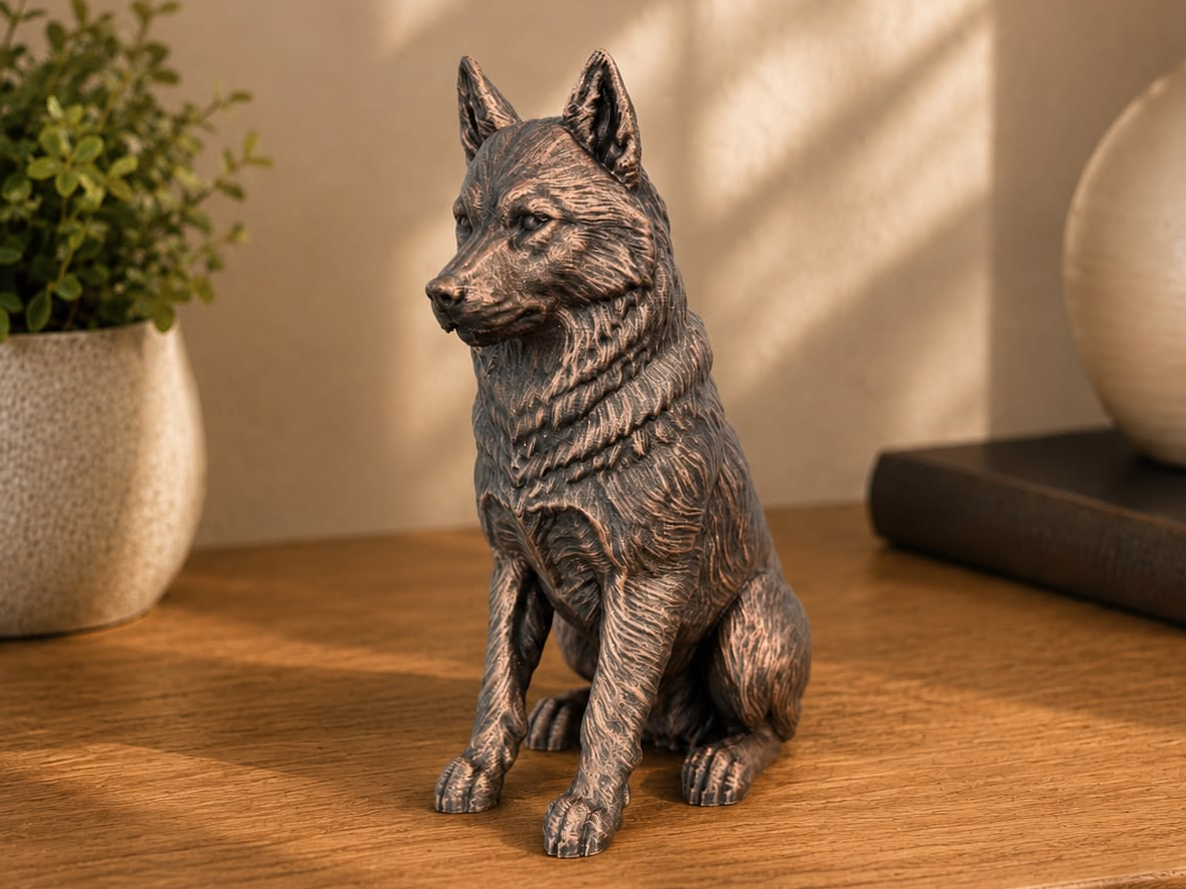 Husky – detailreiche sitzende Hundefigur | Geschenk für Husky-Fans | Made in Germany Fehn-factory.de