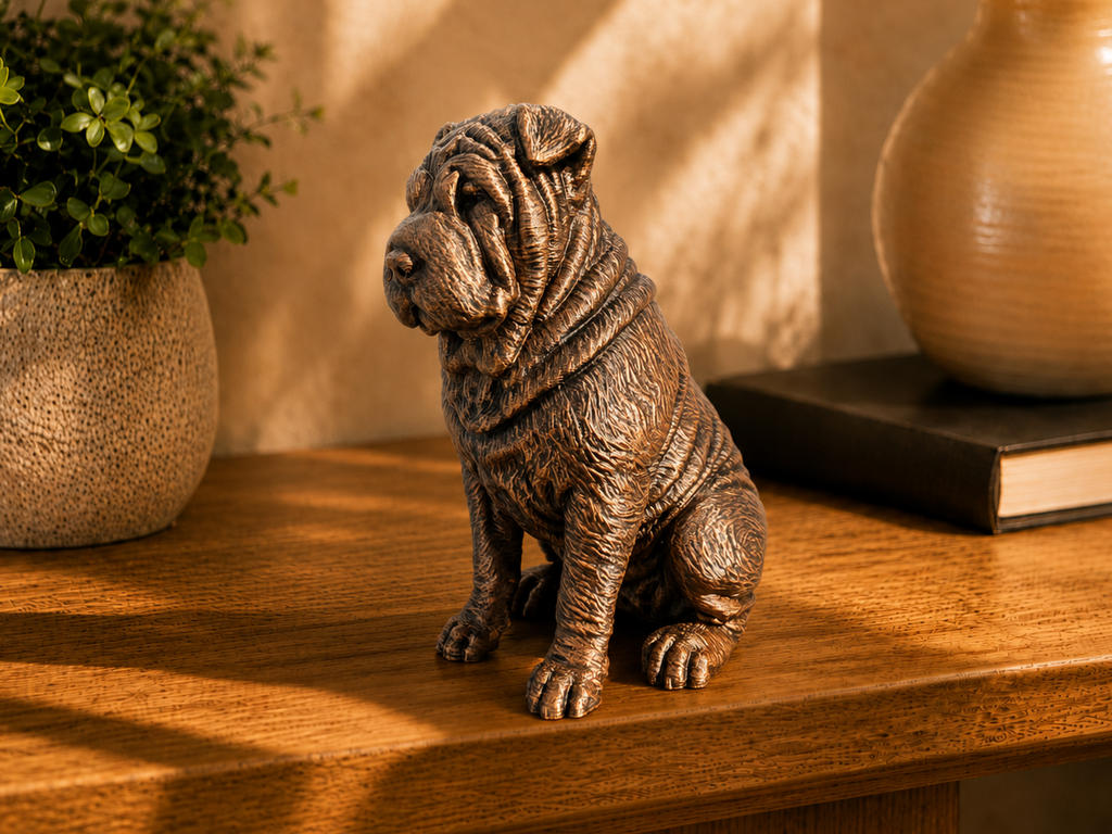 Shar-Pei-Hundefigur sitzend – markante Falten | Geschenk für Hundefans | Made in Germany Fehn-factory.de