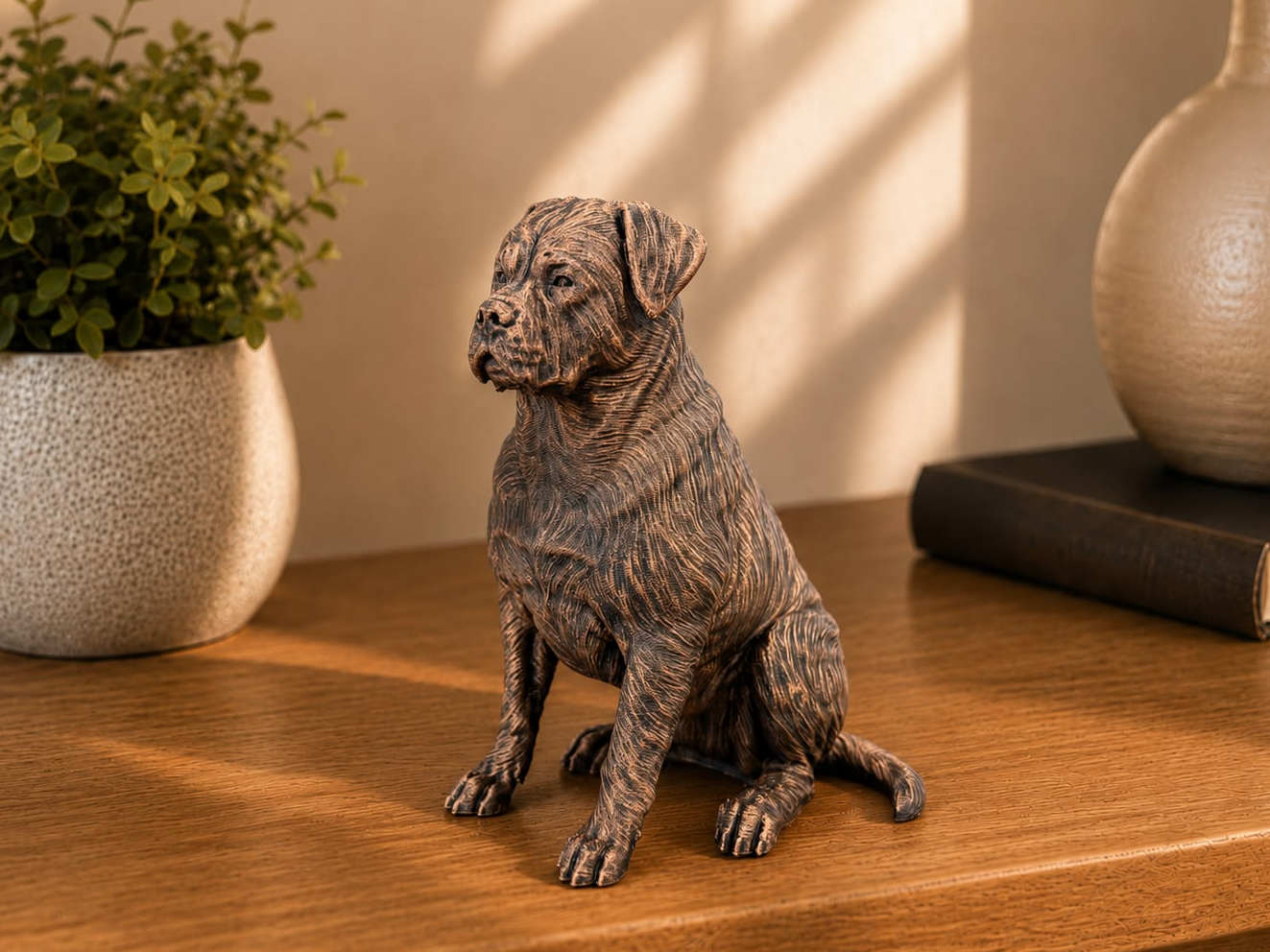 Rottweiler – sitzende Hundefigur mit kräftiger Statur | Geschenk für Hundefans | Made in Germany Fehn-factory.de