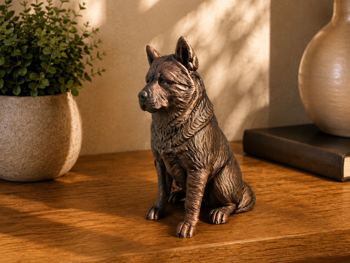 Akita Hundefigur sitzend – Akita Dog Figurine | Japanische Hunderasse Deko | Made in Germany Fehn-factory.de