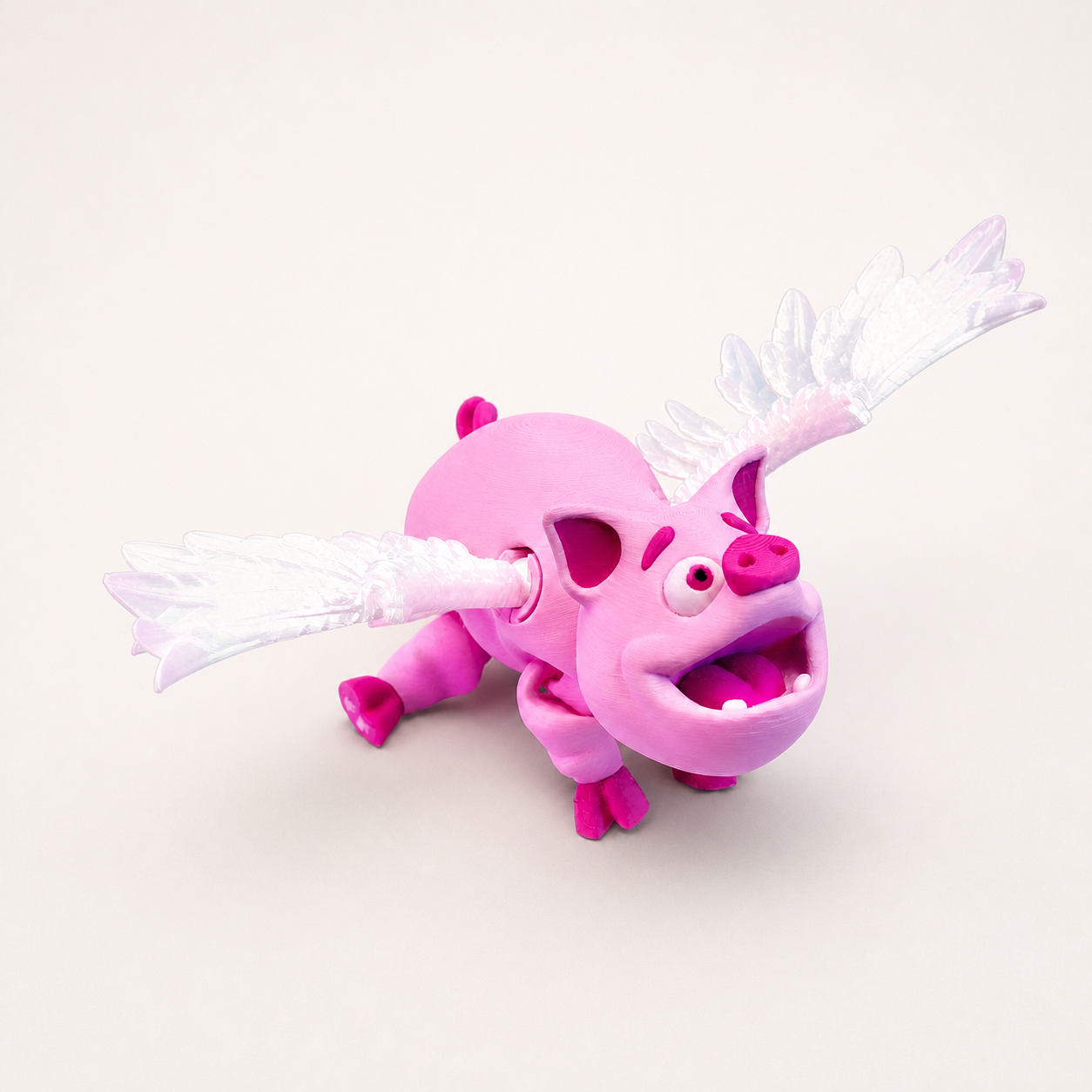 Flying Pig – bewegliche Schweinefigur mit weißen Steckflügeln FehnFactory