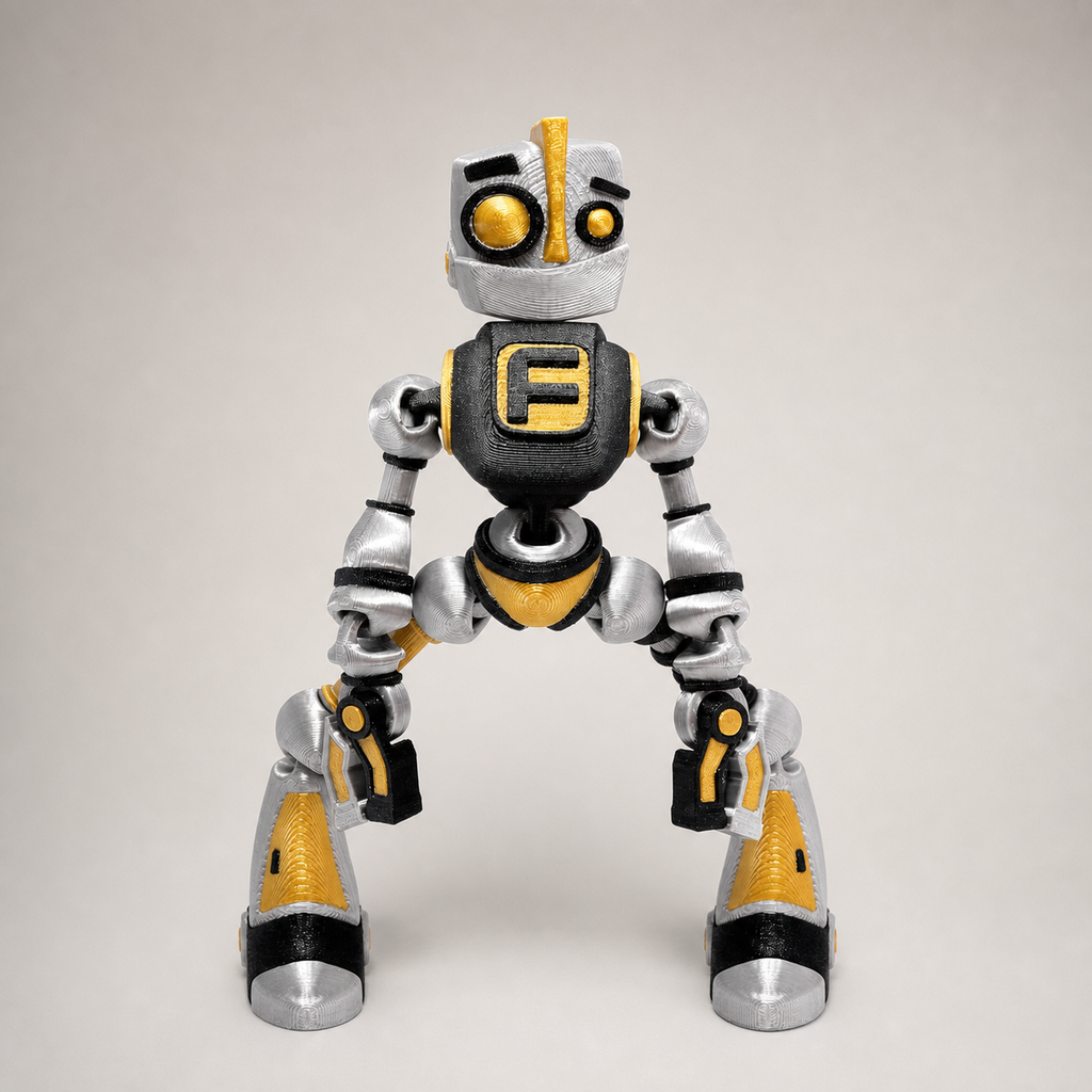 Fokobot – bewegliche Roboterfigur in Silber, Schwarz und Gold, 16,1 cm FehnFactory