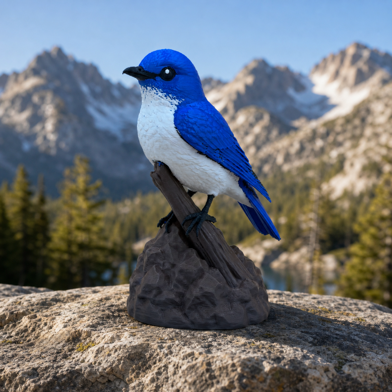 Berghüttensänger – Mehrfarbige Mountain-Bluebird-Skulptur FehnFactory