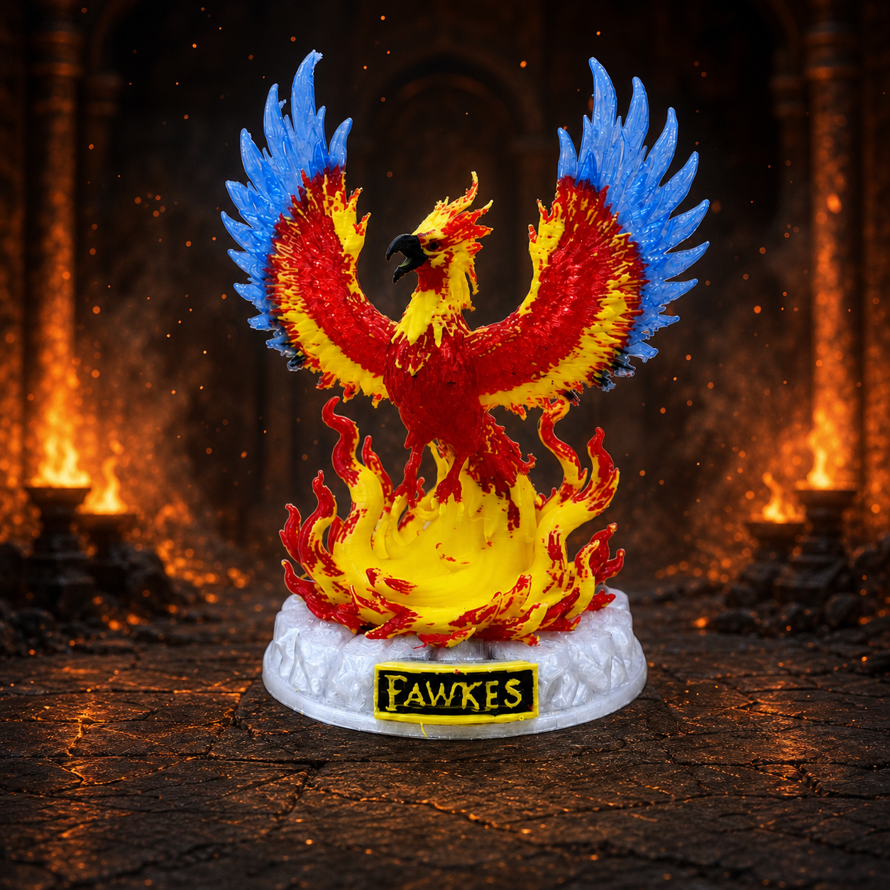 Legendärer Phönix – Mehrfarbige Feuervogel-Skulptur FehnFactory