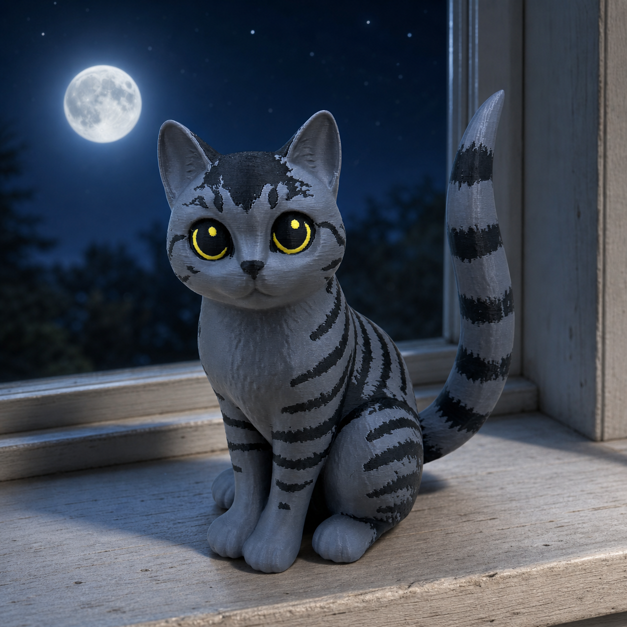 Moonstripe Kitten – Freistehende Kätzchen-Figur FehnFactory