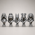 5 moderne Hundebüsten – Hunde Figuren-Set FehnFactory
