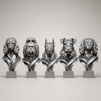 5 moderne Hundebüsten – Hunde Figuren-Set FehnFactory