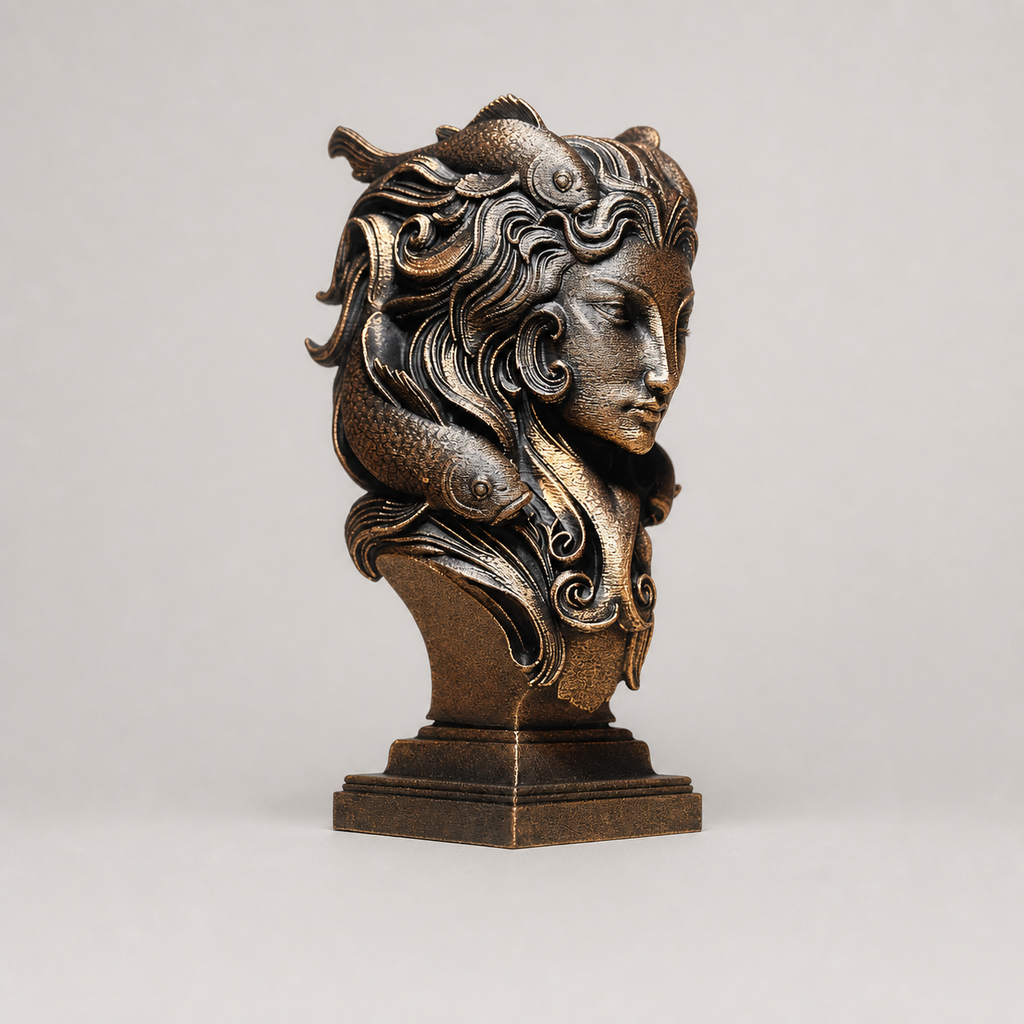 Lady Pisces Skulptur – Sternzeichen Fische mit zwei Koi FehnFactory