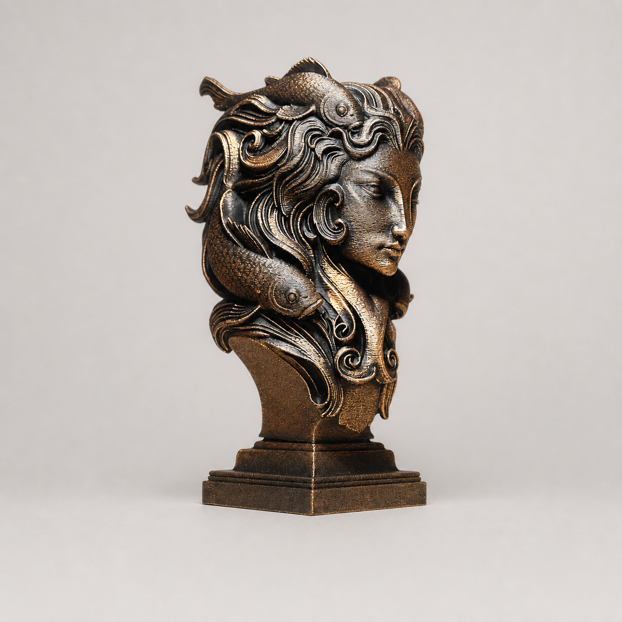 Lady Pisces Skulptur – Sternzeichen Fische mit zwei Koi FehnFactory