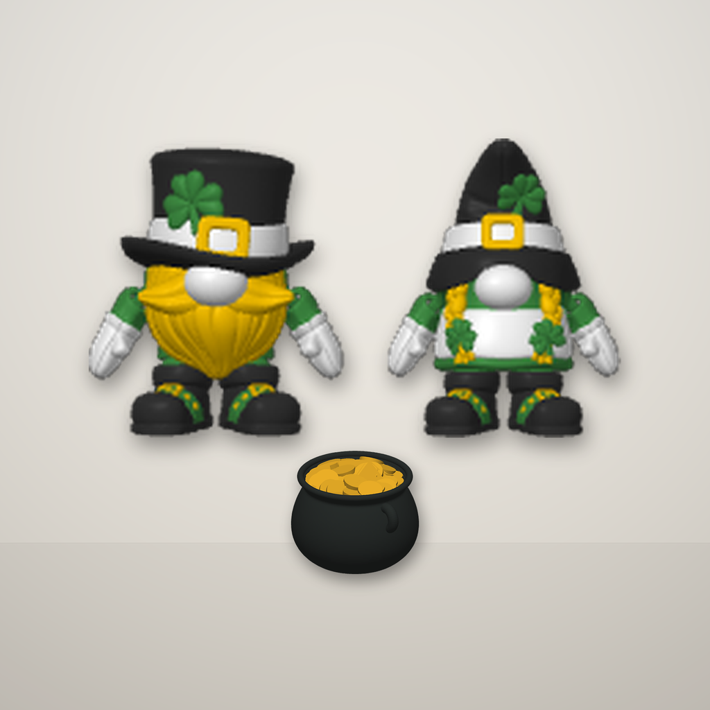 St. Patrick’s Day Mini-Gnome-Set – 2 Figuren mit Goldtopf FehnFactory