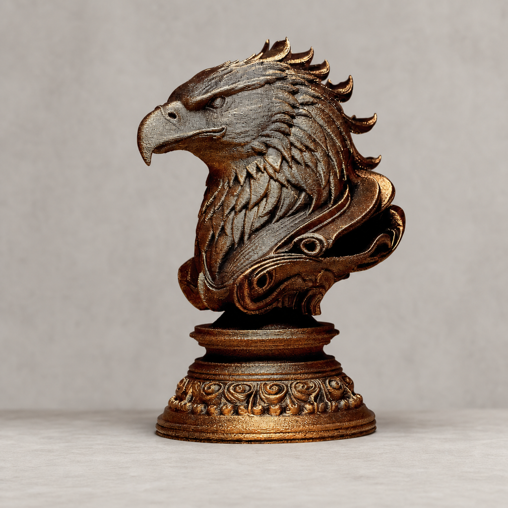 Ornamentale Adlerbüste – Greifvogel-Skulptur auf Rundsockel FehnFactory