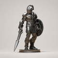 Spartaner-Kriegerskulptur – Gladiator mit Rundschild FehnFactory
