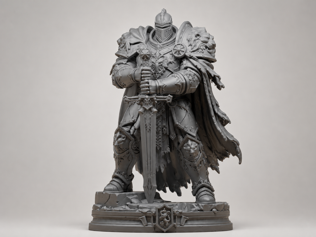 Löwenritter mit Großschwert – Fantasy-Skulptur FehnFactory