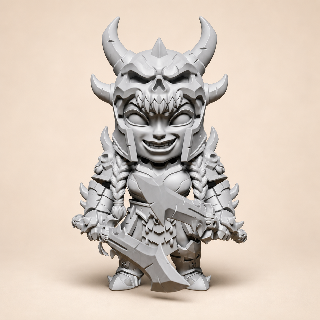 Fantasy-Kriegerin – Gehörnter Totenschädelhelm FehnFactory