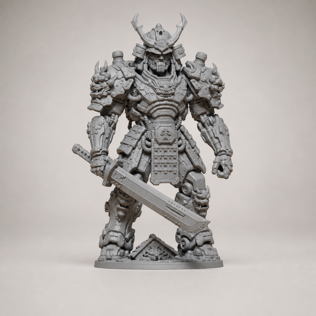 Cyberpunk-Mecha-Samurai – futuristische Krieger-Skulptur FehnFactory