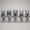 5 moderne Hundebüsten – Yorkshire Terrier, Dackel, Rottweiler, Boston Terrier & Deutscher Schäferhund FehnFactory