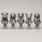 5 moderne Hundebüsten – Bulldogge, Beagle, Australian Shepherd, Chihuahua & Golden Retriever FehnFactory