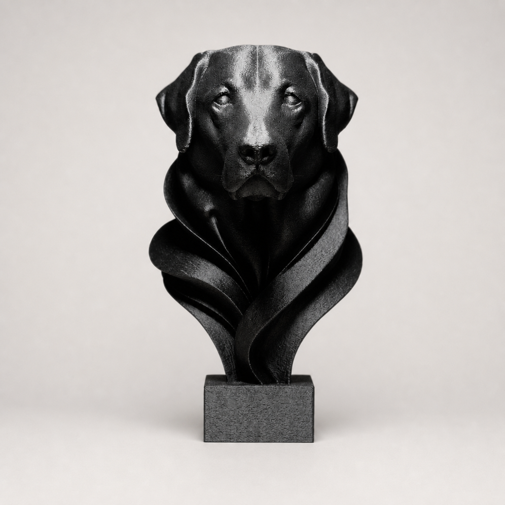 Moderne Labrador-Büste – Hundeskulptur auf Sockel FehnFactory