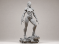 Cyberpunk-Kriegerin mit Armklingen – Sci-Fi-Skulptur FehnFactory