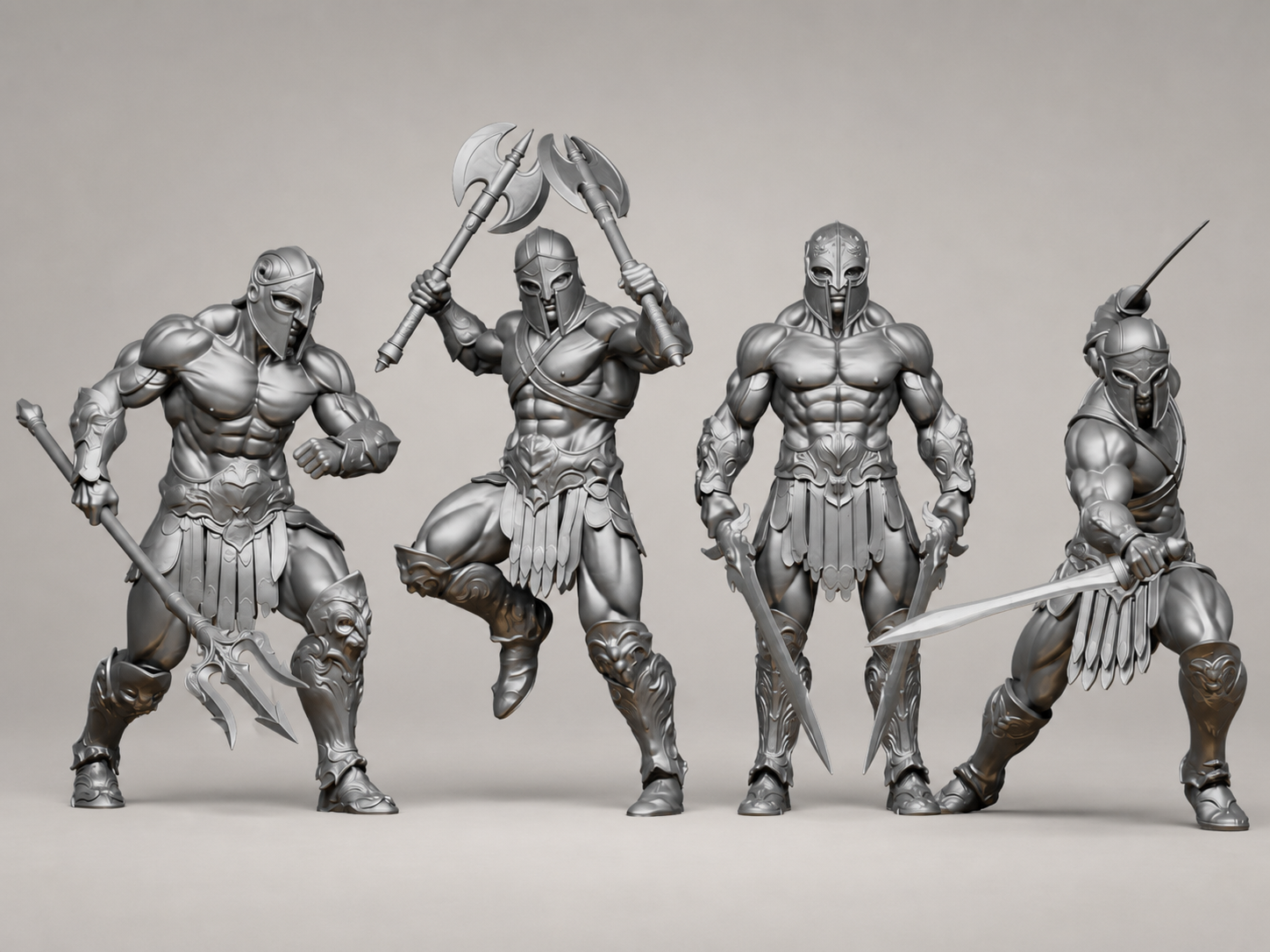 4 Gladiatoren – Römische Krieger Figuren-Set FehnFactory