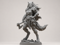 Wolfskriegerin mit Streitaxt – Fantasy-Skulptur FehnFactory