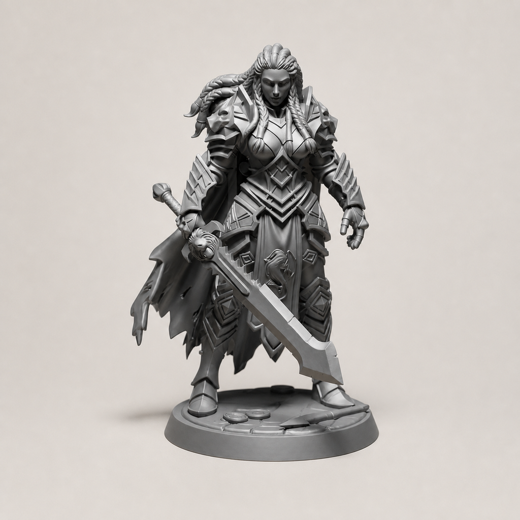 Fantasy-Kriegerin mit Schwert – Gepanzerte Warrior Lady FehnFactory