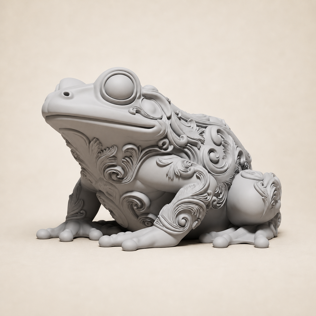 Floral-Froschskulptur – Ornamentale Tierfigur FehnFactory