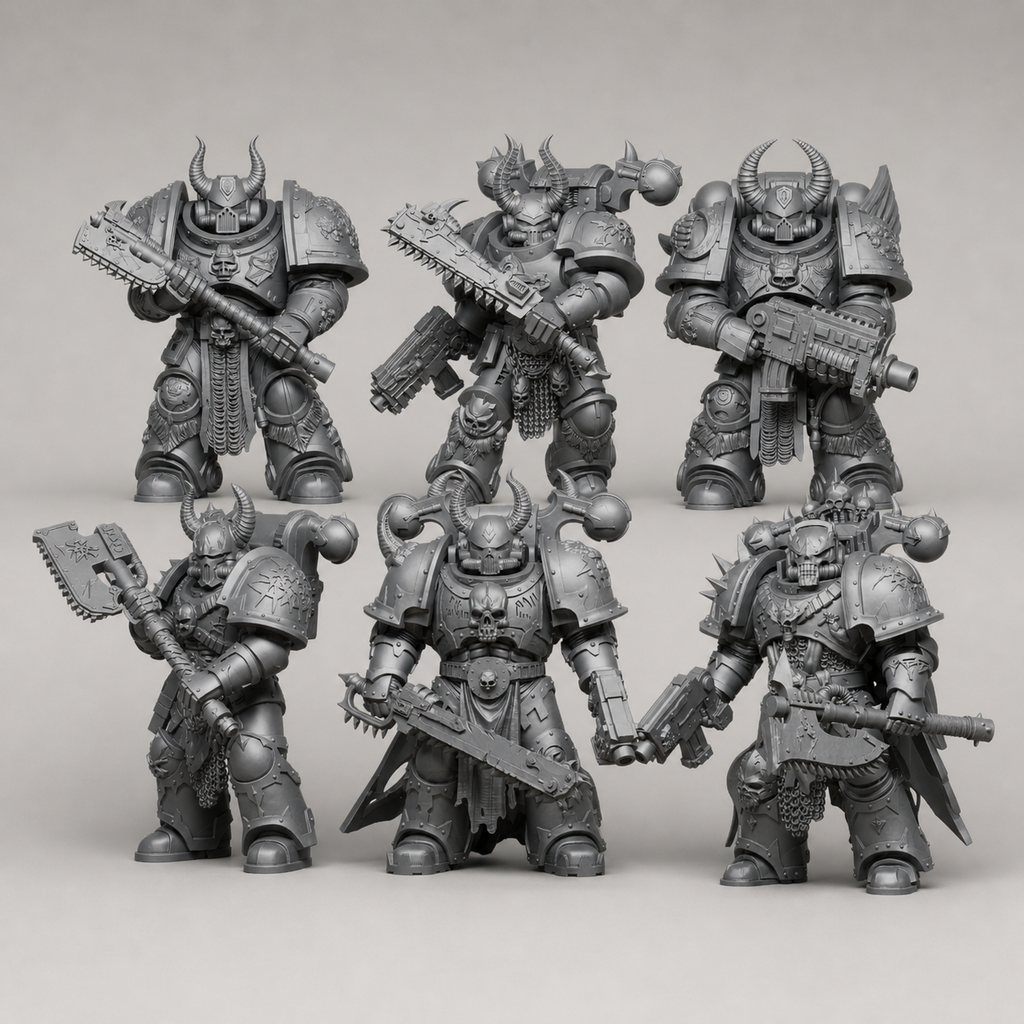 6 gepanzerte Krieger – Fantasy & Sci-Fi Figuren-Set FehnFactory
