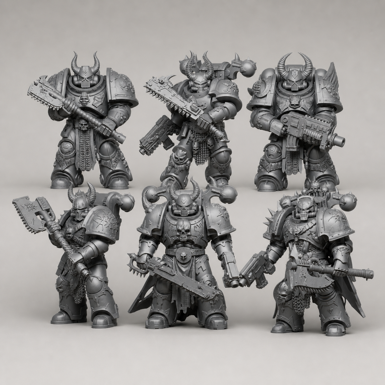 6 gepanzerte Krieger – Fantasy & Sci-Fi Figuren-Set FehnFactory
