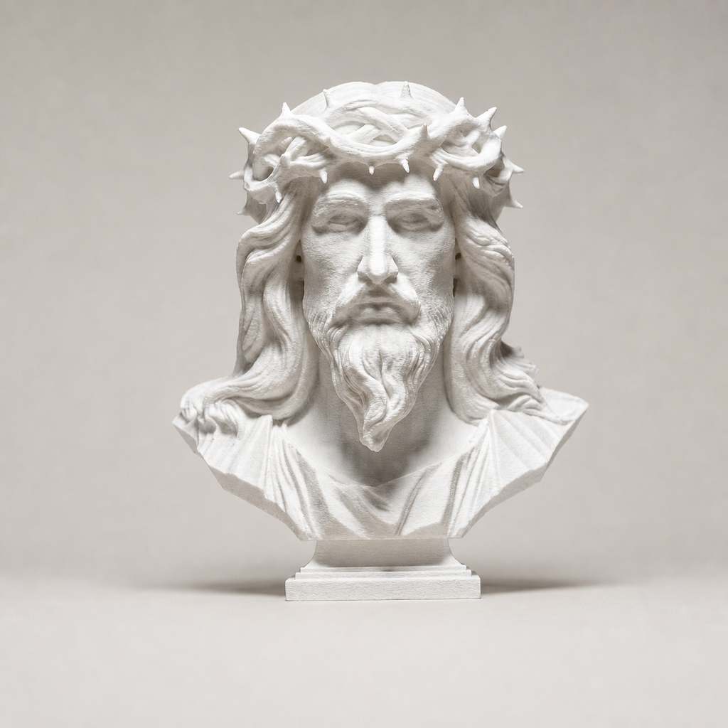Jesus-Christus-Büste mit Dornenkrone – Christliche Skulptur FehnFactory
