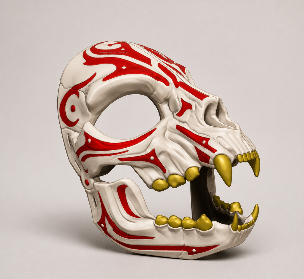 Feline Skull Mask – mehrfarbige Katzen-Totenkopfmaske FehnFactory