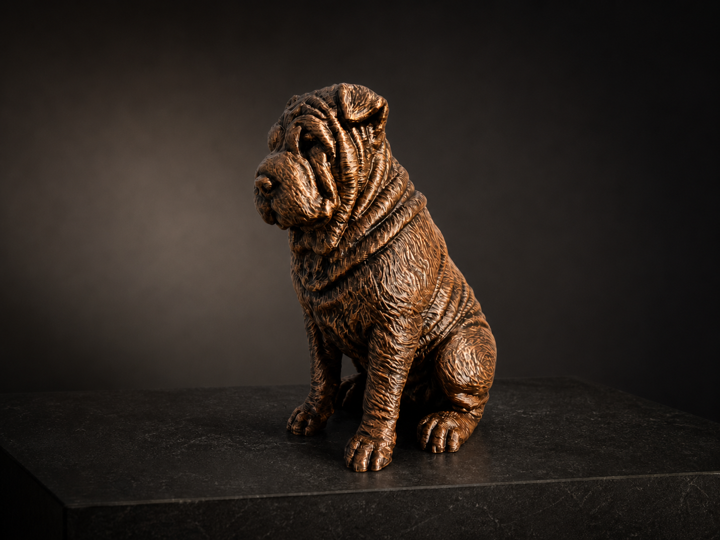 Shar-Pei-Hundefigur sitzend – markante Falten | Geschenk für Hundefans | Made in Germany Fehn-factory.de