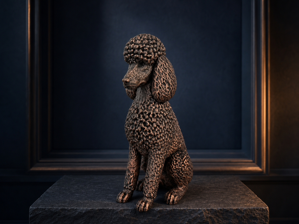 Standardpudel – detailreiche sitzende Hundefigur | Geschenk für Pudel-Fans | Made in Germany Fehn-factory.de