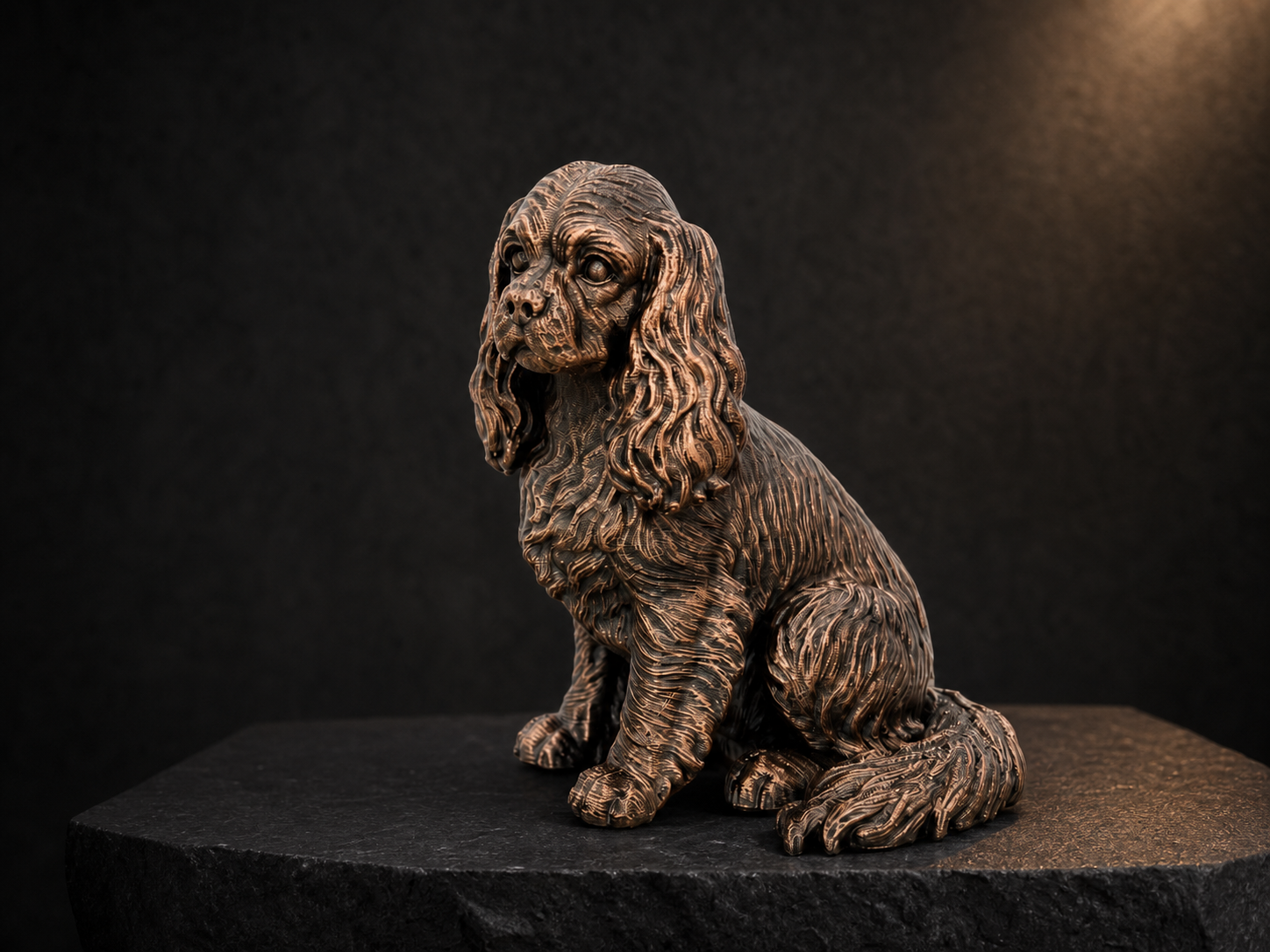 Cavalier King Charles Spaniel – sitzende Hundefigur mit langem Fell | Geschenk für Hundefans | Made in Germany Fehn-factory.de