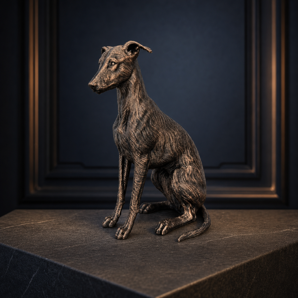 Greyhound-Figur – sitzender Windhund mit eleganter Silhouette | Geschenk für Hundefans | Made in Germany Fehn-factory.de