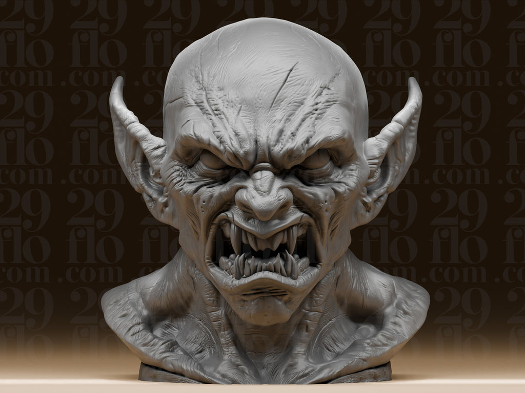 Dämonischer Vampirkopf – freistehende Dark-Fantasy-Büste mit Fangzähnen FehnFactory