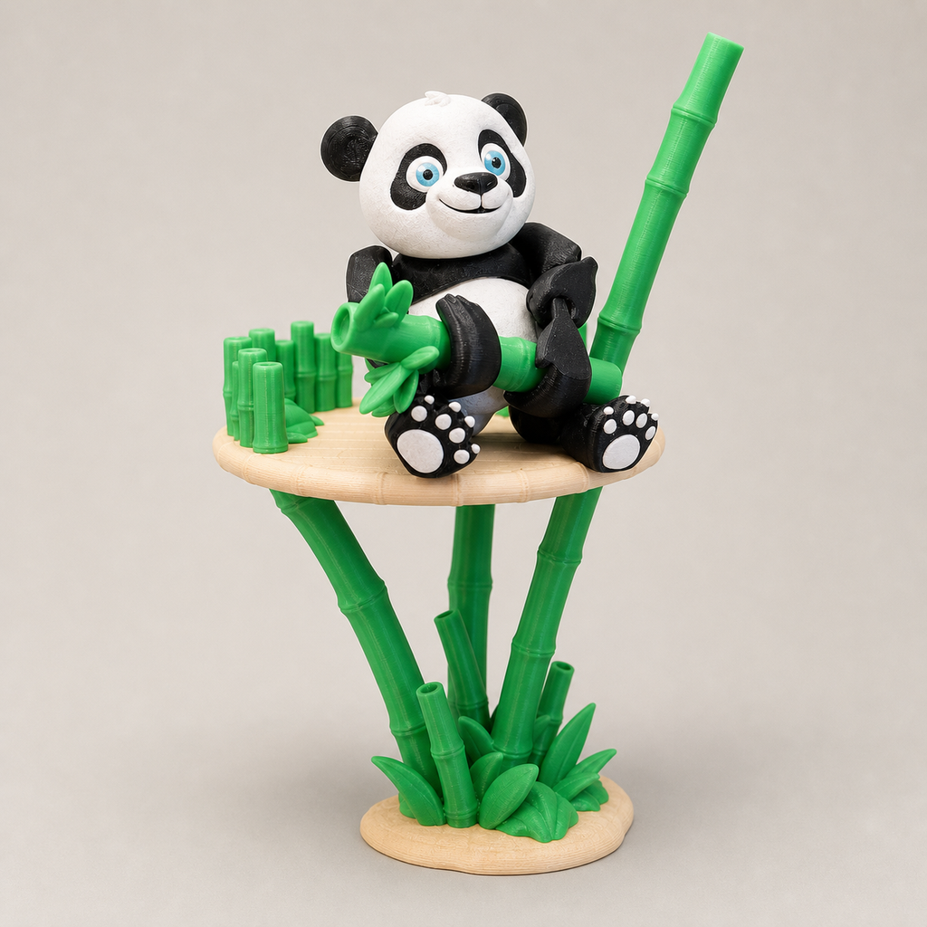Flexi Panda mit Bambus-Display – bewegliche Tierfigur, 21,4 cm FehnFactory