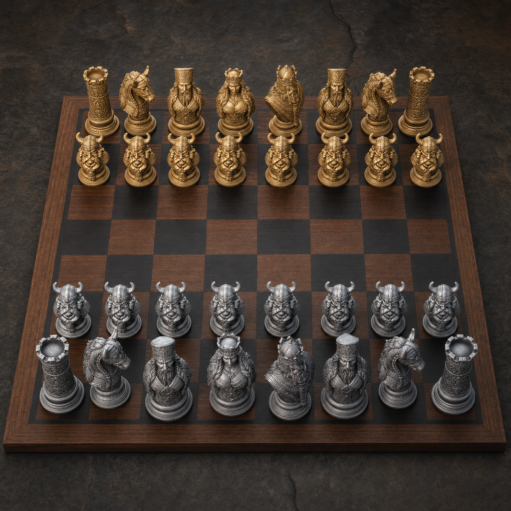 Wikinger-Schach – 32 handbemalte PLA-Figuren FehnFactory