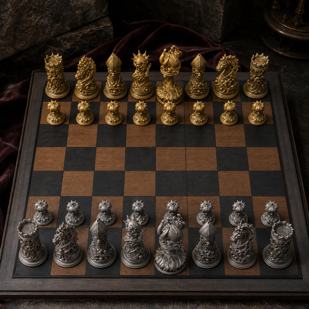 Gothic-Schach – 32 handbemalte PLA-Figuren FehnFactory
