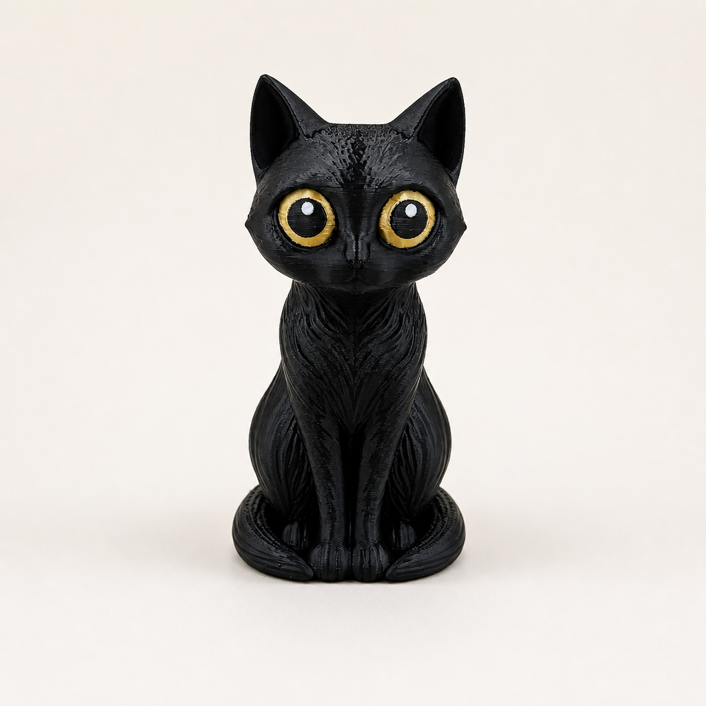 Midnight Moonwatch Cat – Schwarze Katzen-Skulptur FehnFactory