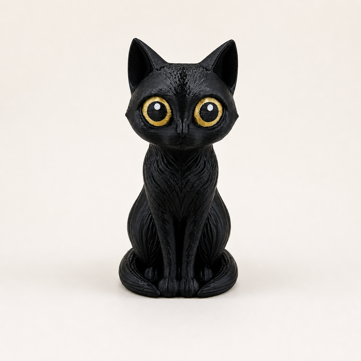 Midnight Moonwatch Cat – Schwarze Katzen-Skulptur FehnFactory