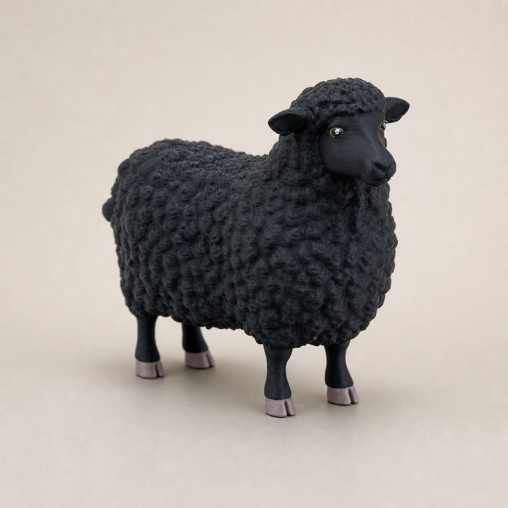 Midnight Fleece Sheep – schwarze Schaf-Skulptur FehnFactory
