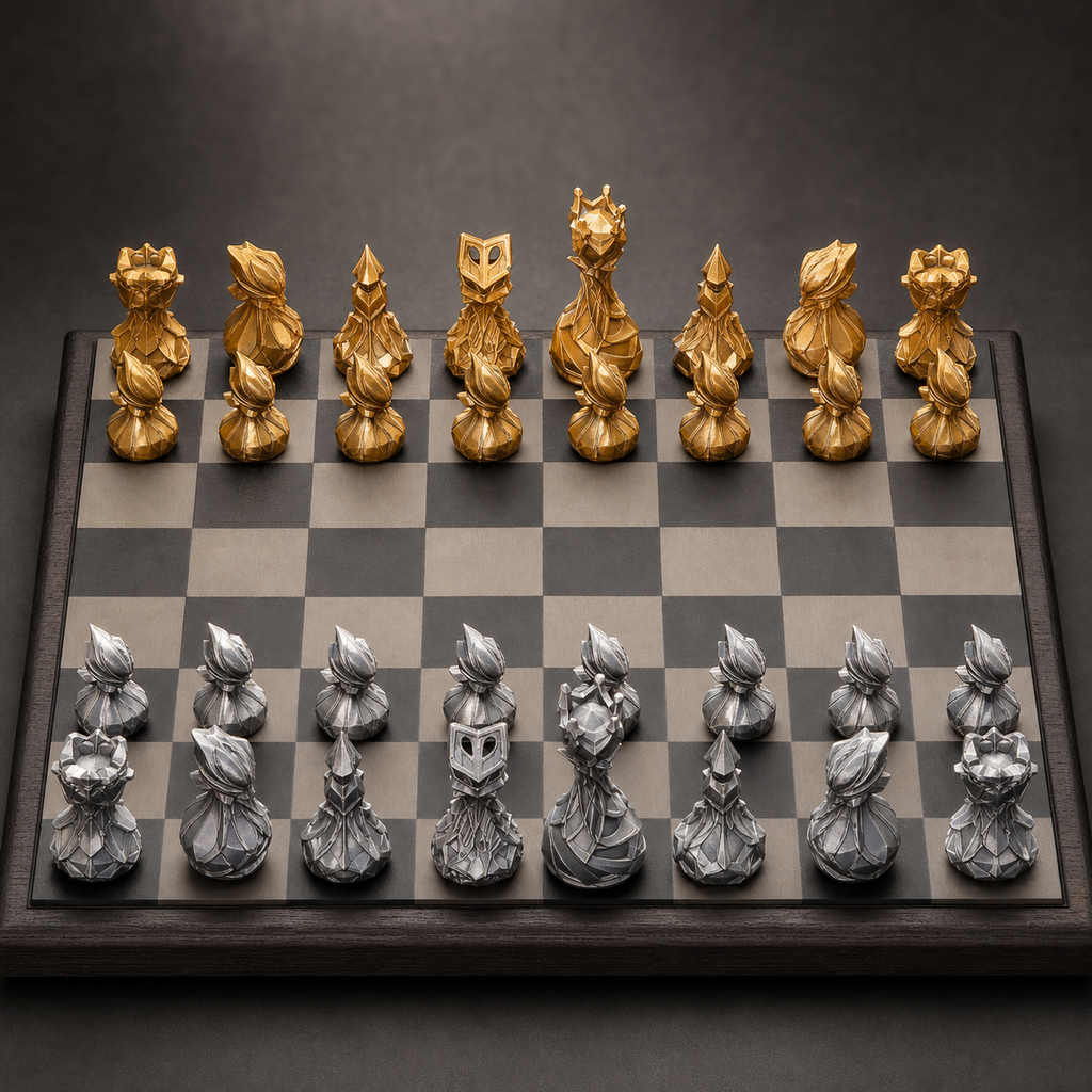 Modernes abstraktes Schach – 32 handbemalte PLA-Figuren FehnFactory