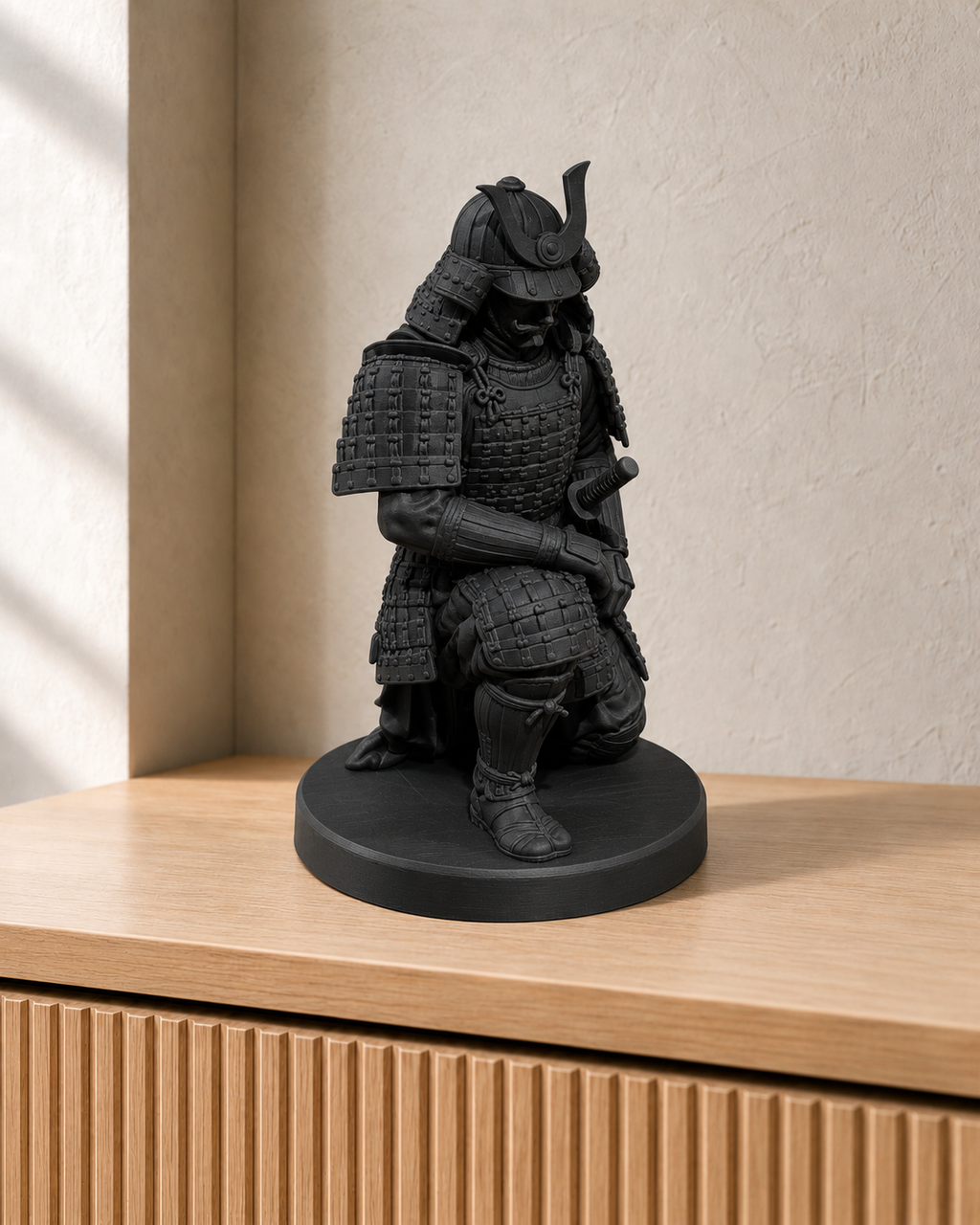 Samurai kniend - 02-schwarz