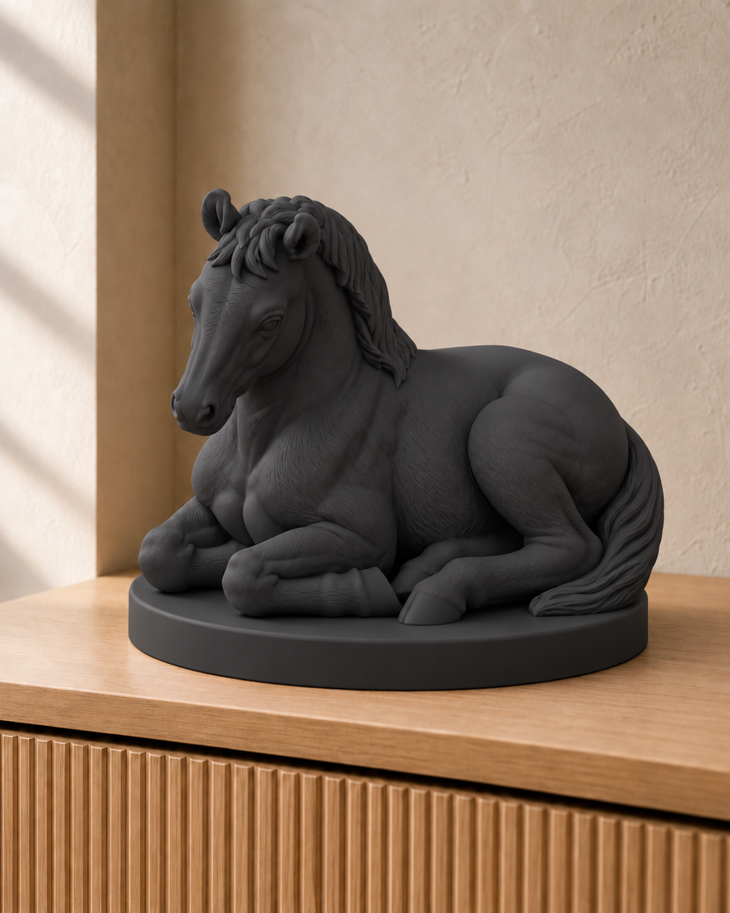 Fohlen liegend – Pferdefigur – 02 schwarz