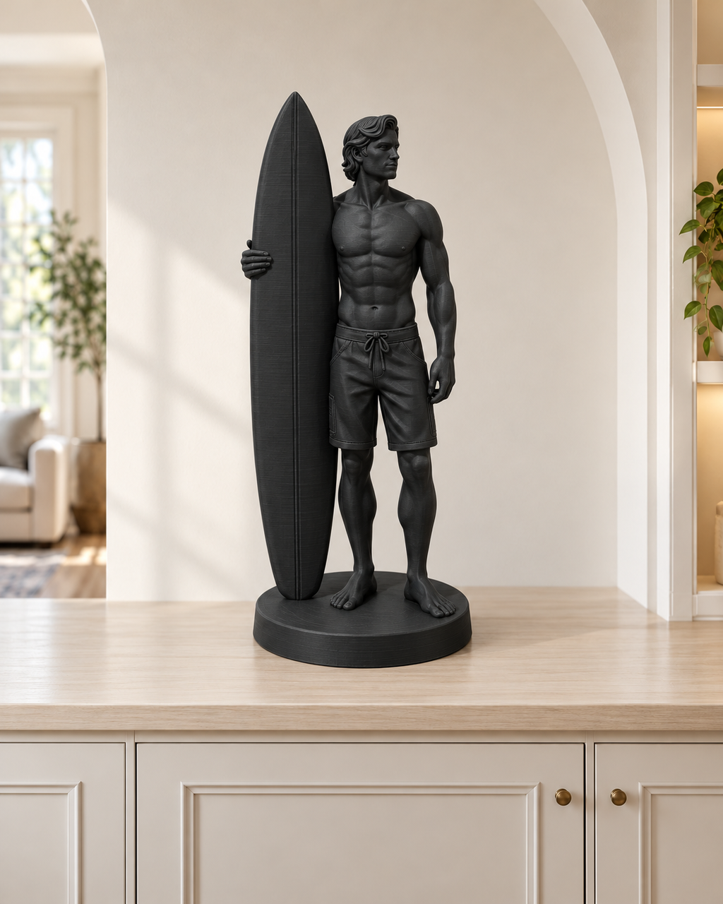 Surfer mit Brett – 02 schwarz