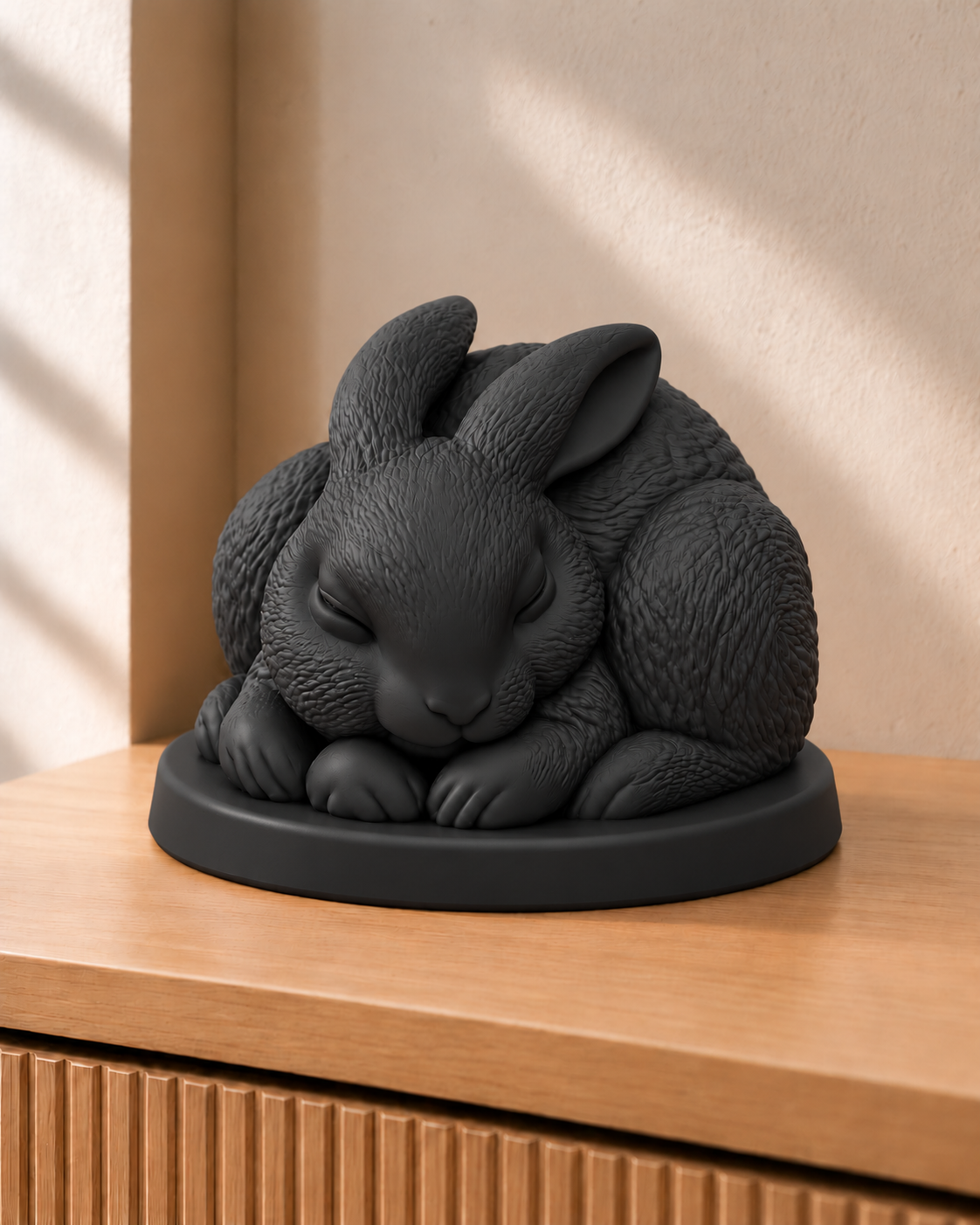 Hase schlafend – Hasenfigur – 02 schwarz