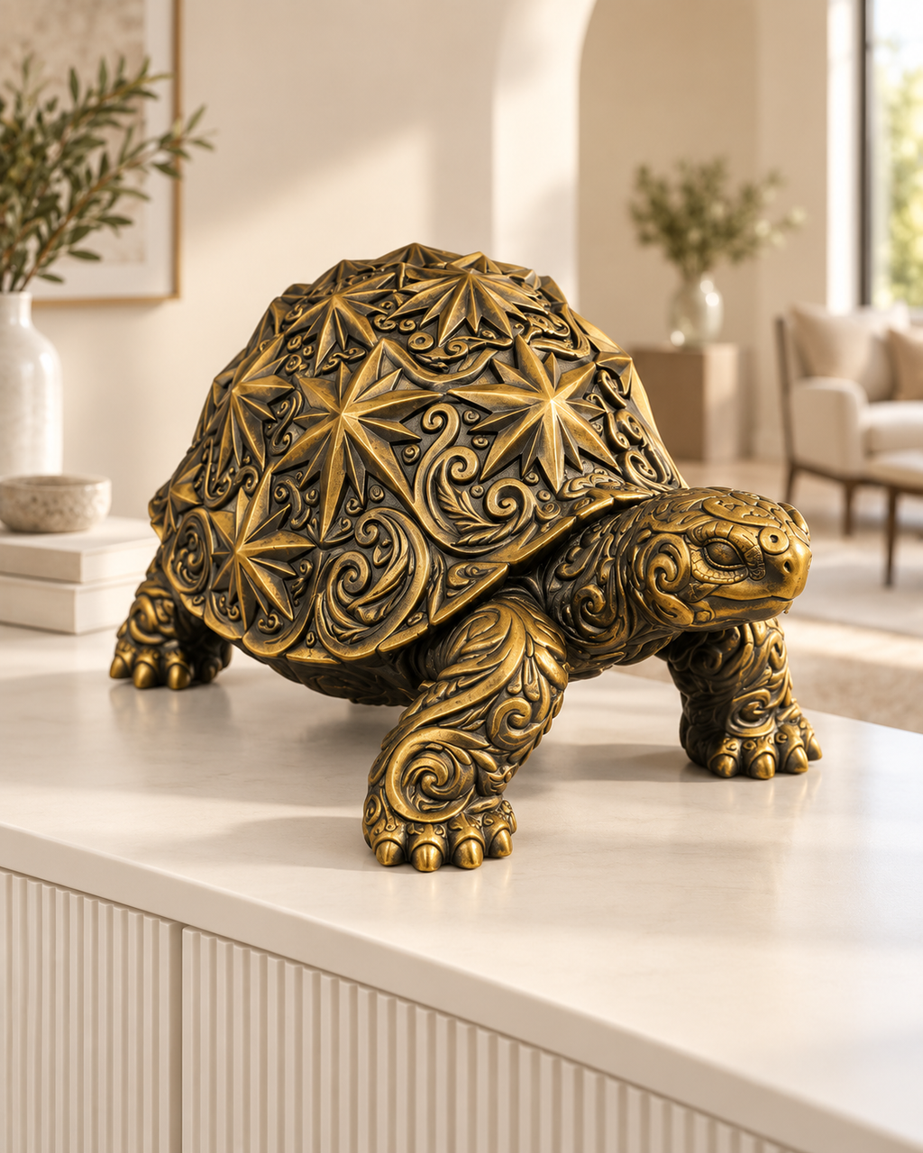 Sternschildkröte Ornament - Gold handbemalt Wohnzimmer