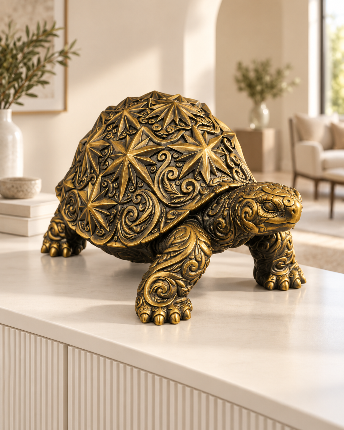 Sternschildkröte Ornament - Gold handbemalt Wohnzimmer