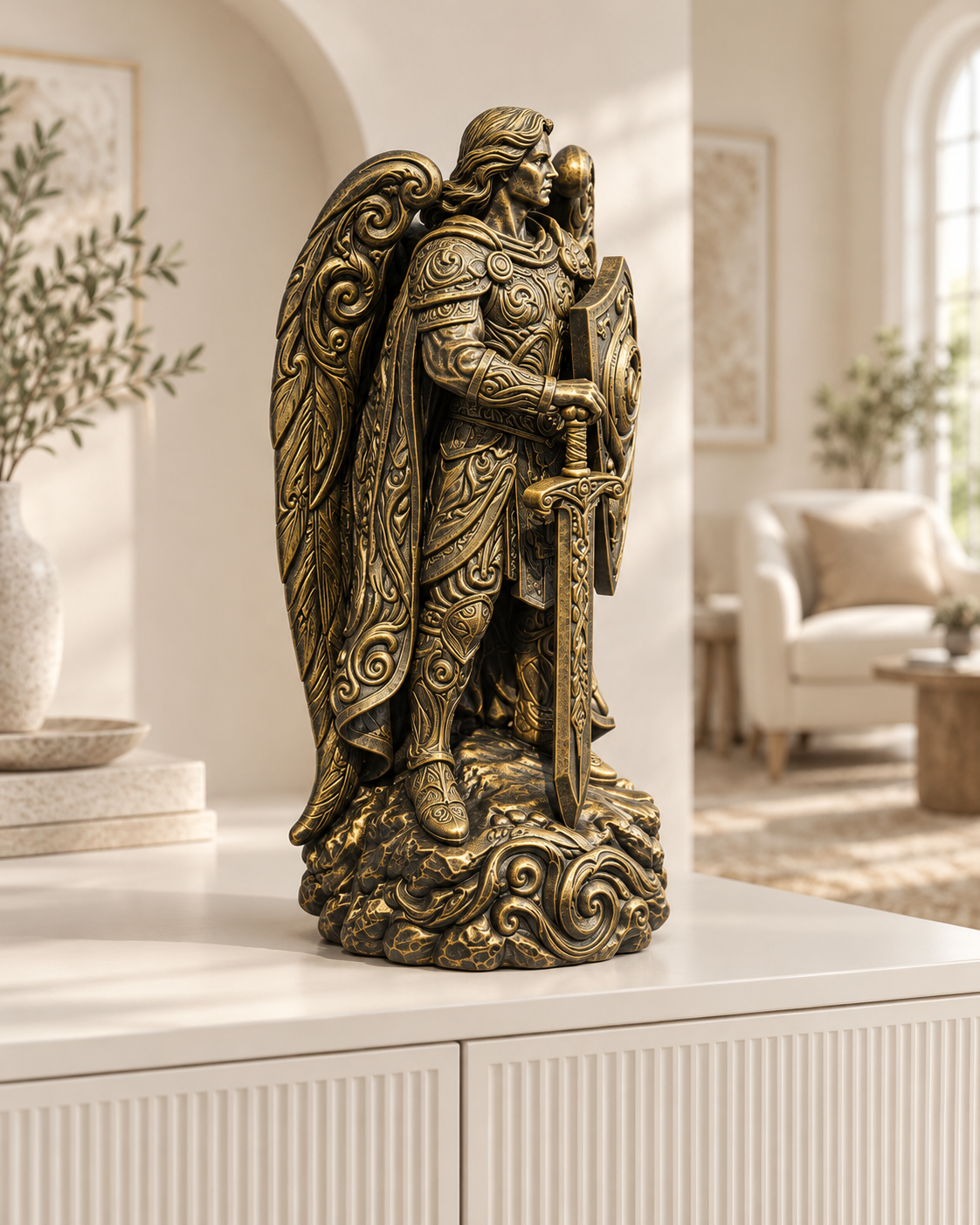 Erzengel Ornament - Gold handbemalt Wohnzimmer